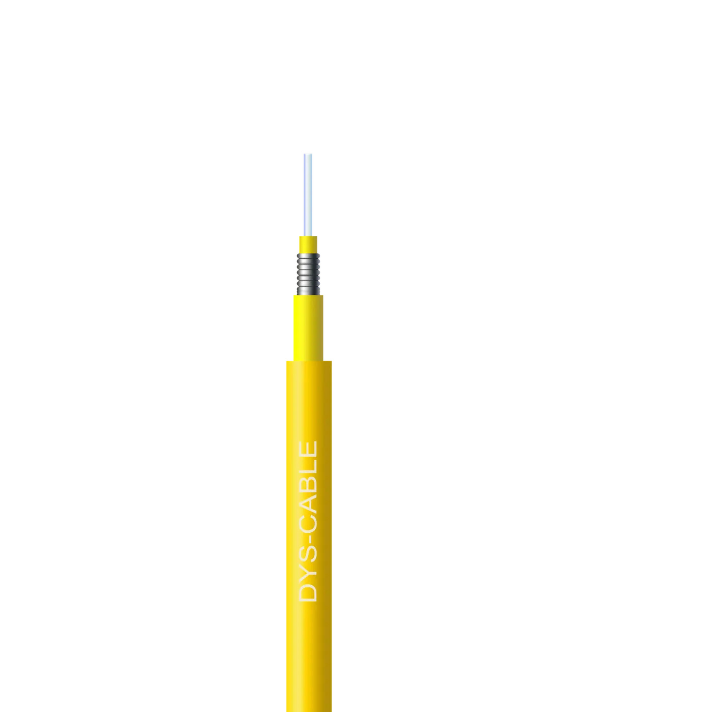 Round armored indoor fiber optic cable product, showing the strength member and armoring that raise per-meter cost