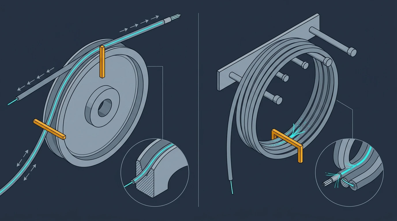 Comparison of loaded and unloaded minimum bend radius for the same fiber optic cable