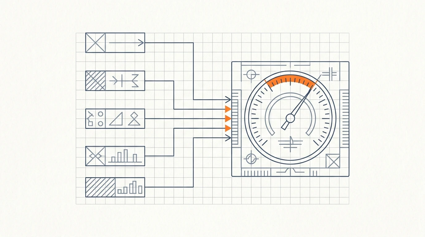 Schematic showing five separate manufacturing cost inputs converging into a single quoted minimum order quantity