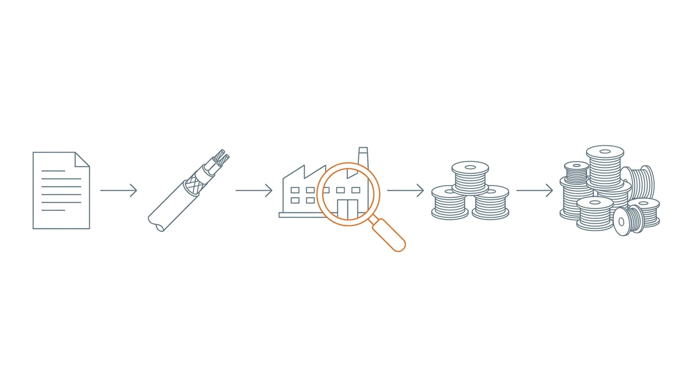 OEM and ODM sourcing process flow from RFQ and samples through factory audit, pilot run, and volume production with verification checkpoints