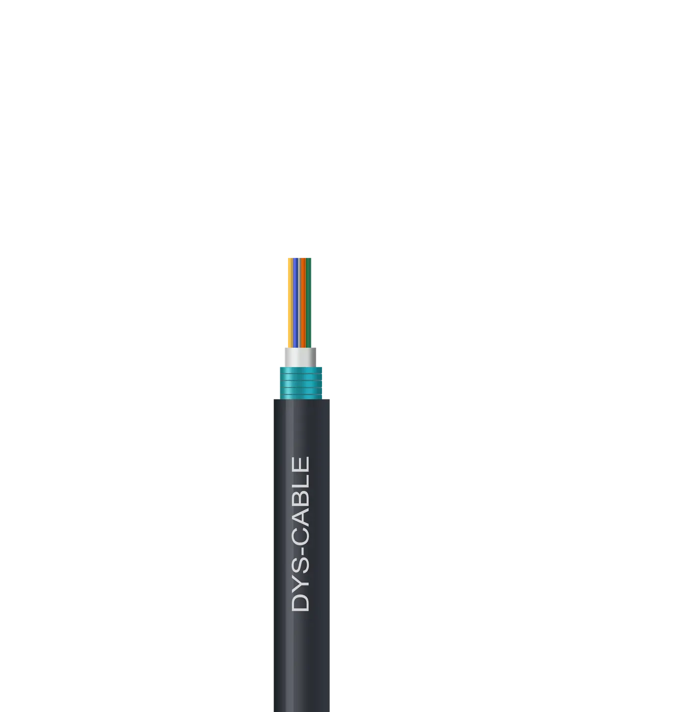Loose-tube outdoor fiber optic cable product, showing the jacketed construction built around the optical fibers