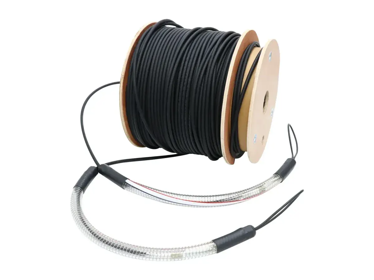 DYS LC-LC 4-core pre-terminated cable with pulling eyes on wooden drum