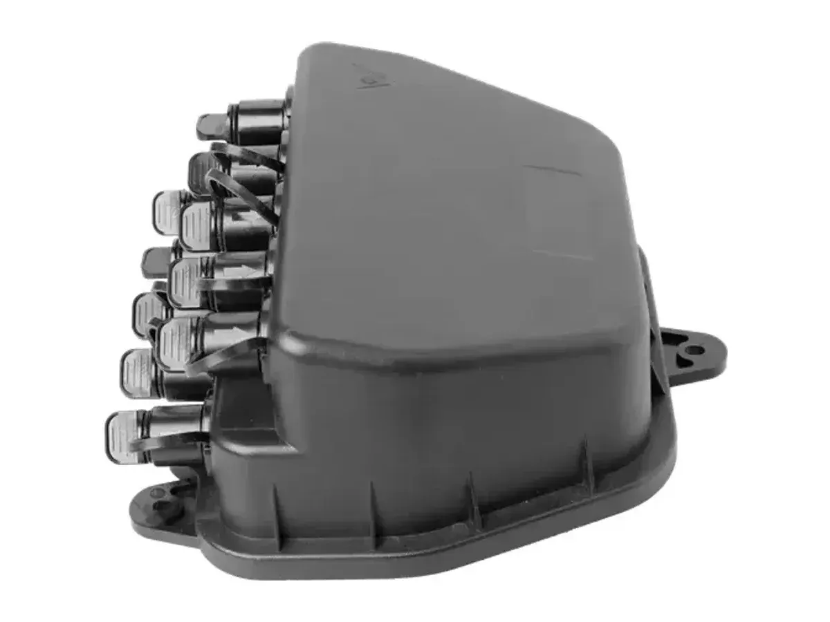 DYS FTTH-061 SUB Box angled view showing waterproof adapters